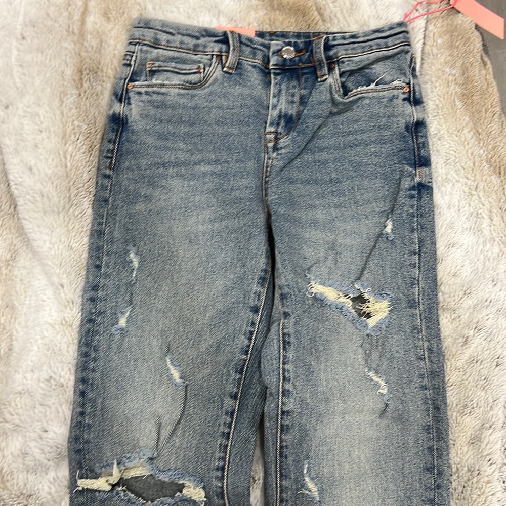 BLANK NYC The Howard Medium Rise Loose Fit Jeans with Rips in Life Rolls On